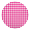 Hot Pink And White Buffalo Check Print Round Blanket