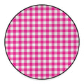 Hot Pink And White Buffalo Check Print Round Floor Mat