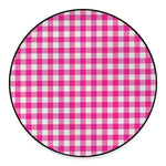 Hot Pink And White Buffalo Check Print Round Floor Mat