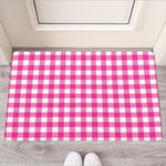 Hot Pink And White Buffalo Check Print Rubber Doormat