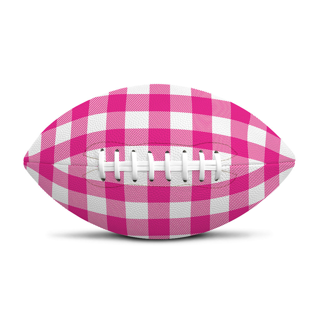 Hot Pink And White Buffalo Check Print Rugby Ball