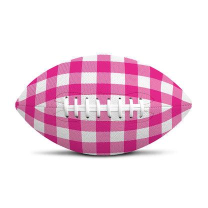 Hot Pink And White Buffalo Check Print Rugby Ball