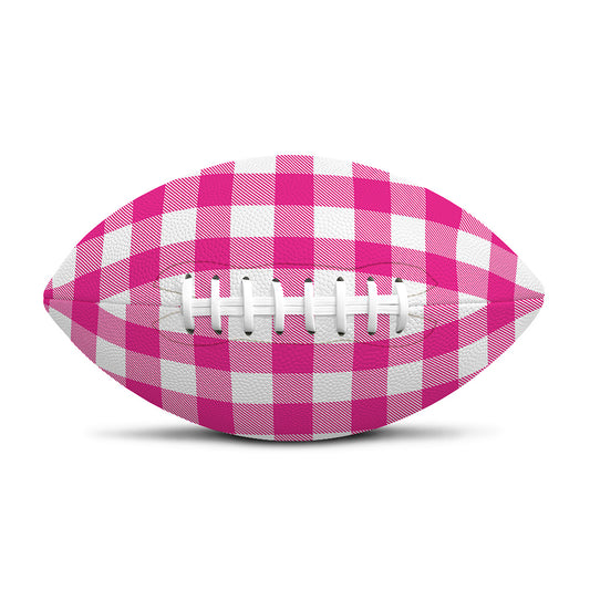 Hot Pink And White Buffalo Check Print Rugby Ball