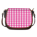 Hot Pink And White Buffalo Check Print Saddle Bag