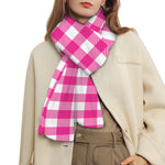Hot Pink And White Buffalo Check Print Scarf