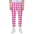 Hot Pink And White Buffalo Check Print Joggers