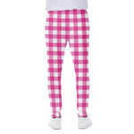 Hot Pink And White Buffalo Check Print Scuba Joggers