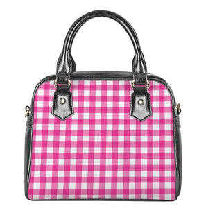 Hot Pink And White Buffalo Check Print Shoulder Handbag