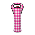 Hot Pink And White Buffalo Check Print Single Neoprene Wine Tote