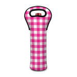 Hot Pink And White Buffalo Check Print Single Neoprene Wine Tote