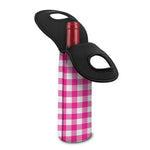 Hot Pink And White Buffalo Check Print Single Neoprene Wine Tote
