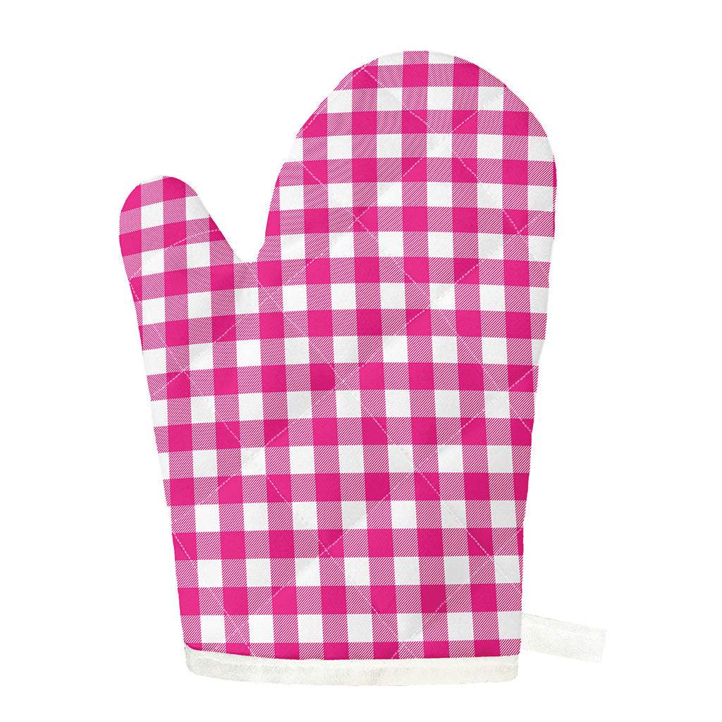 Hot Pink And White Buffalo Check Print Single Oven Mitt