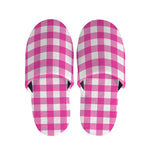 Hot Pink And White Buffalo Check Print Slippers