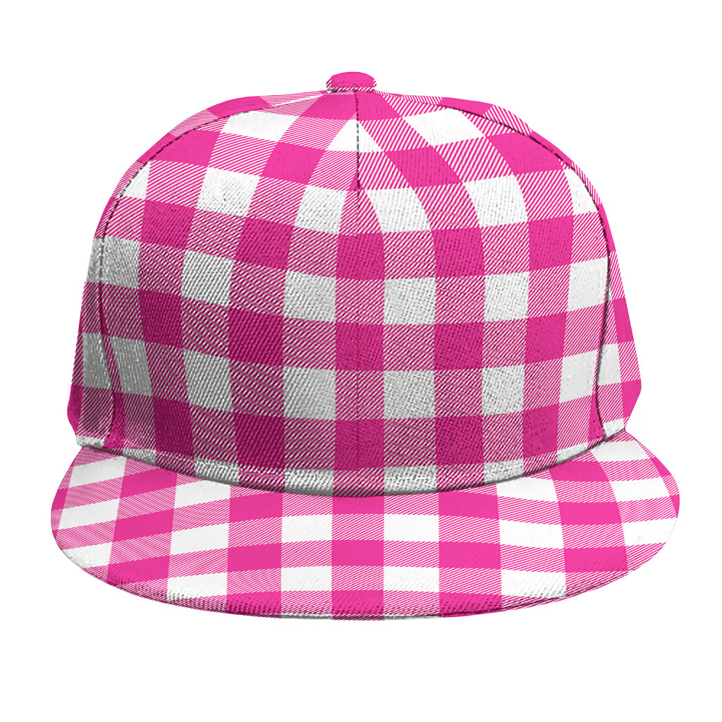 Hot Pink And White Buffalo Check Print Snapback Cap