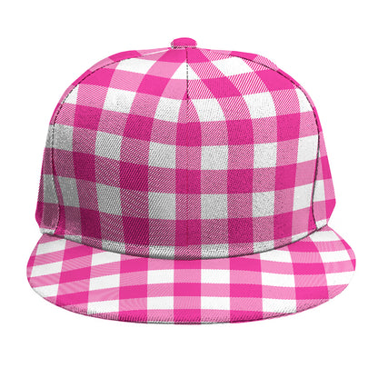 Hot Pink And White Buffalo Check Print Snapback Cap