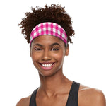 Hot Pink And White Buffalo Check Print Sports Headband