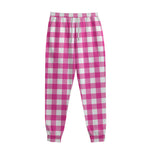 Hot Pink And White Buffalo Check Print Sweatpants