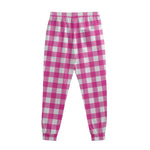 Hot Pink And White Buffalo Check Print Sweatpants