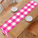 Hot Pink And White Buffalo Check Print Table Runner