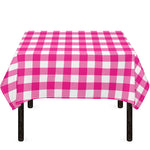 Hot Pink And White Buffalo Check Print Tablecloth