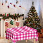 Hot Pink And White Buffalo Check Print Tablecloth
