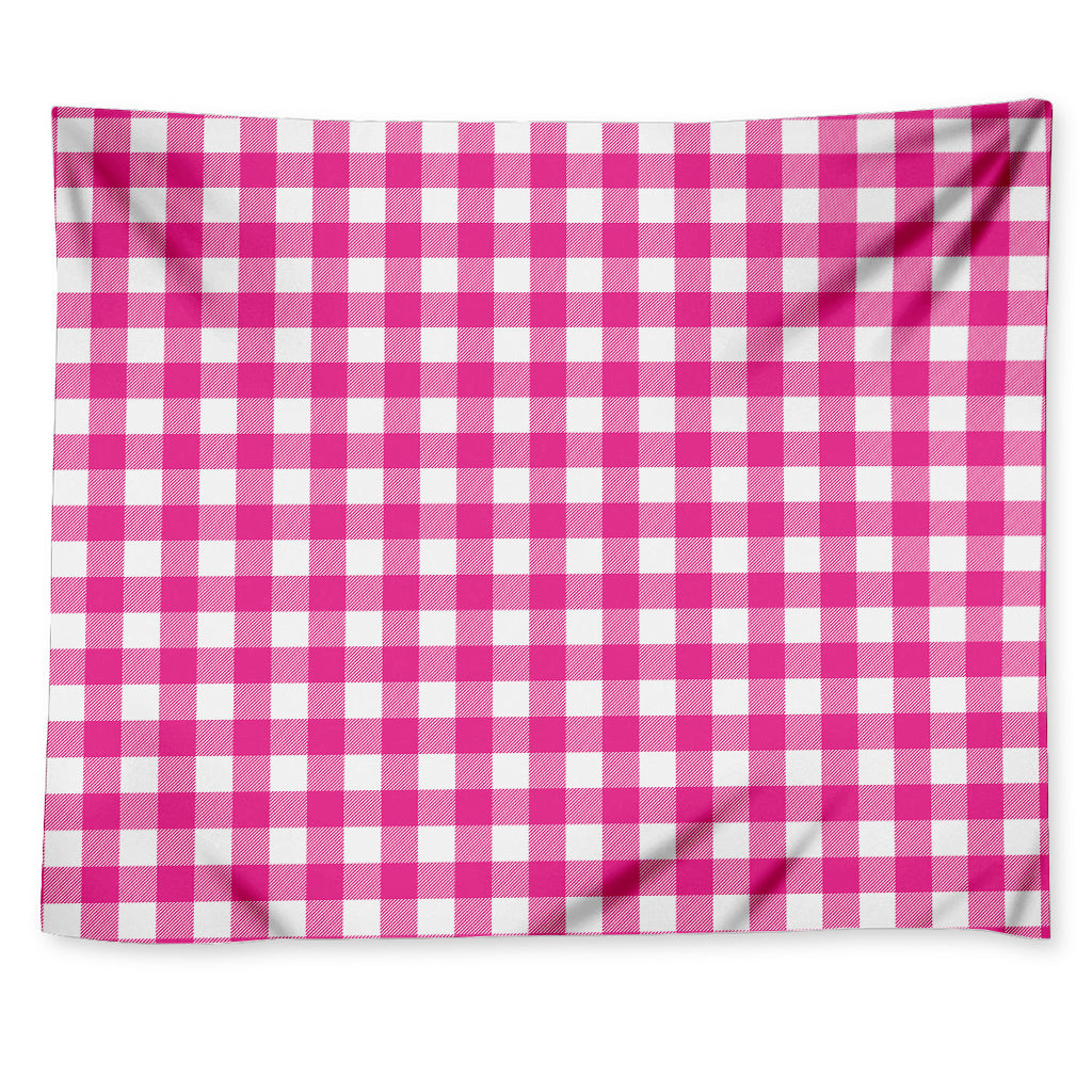Hot Pink And White Buffalo Check Print Tapestry