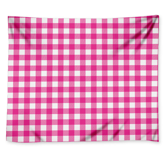 Hot Pink And White Buffalo Check Print Tapestry