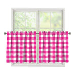 Hot Pink And White Buffalo Check Print Tier Curtains