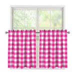 Hot Pink And White Buffalo Check Print Tier Curtains