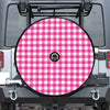 Hot Pink And White Buffalo Check Print Tire Cover With Camera Hole