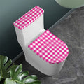 Hot Pink And White Buffalo Check Print Toilet Lid And Tank Cover Set