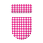 Hot Pink And White Buffalo Check Print Toilet Lid And Tank Cover Set