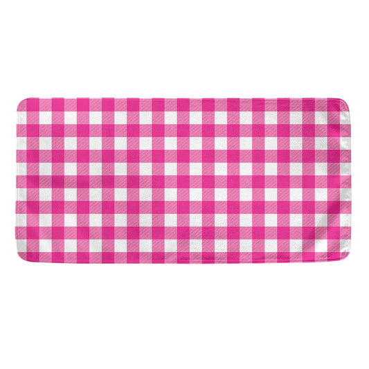 Hot Pink And White Buffalo Check Print Towel