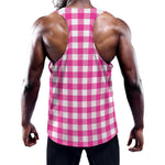 Hot Pink And White Buffalo Check Print Training Tank Top