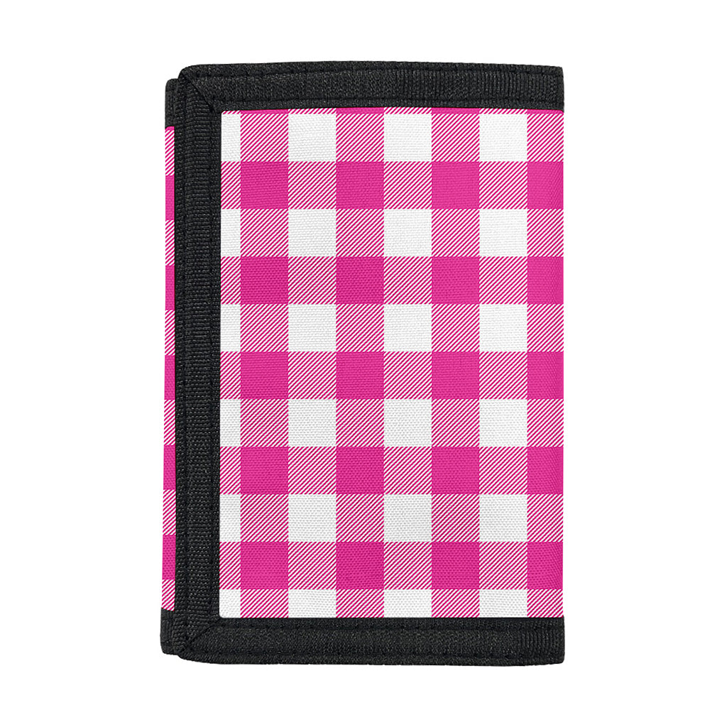 Hot Pink And White Buffalo Check Print Trifold Wallet