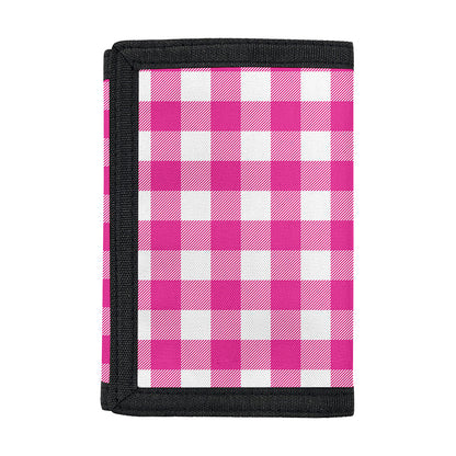 Hot Pink And White Buffalo Check Print Trifold Wallet