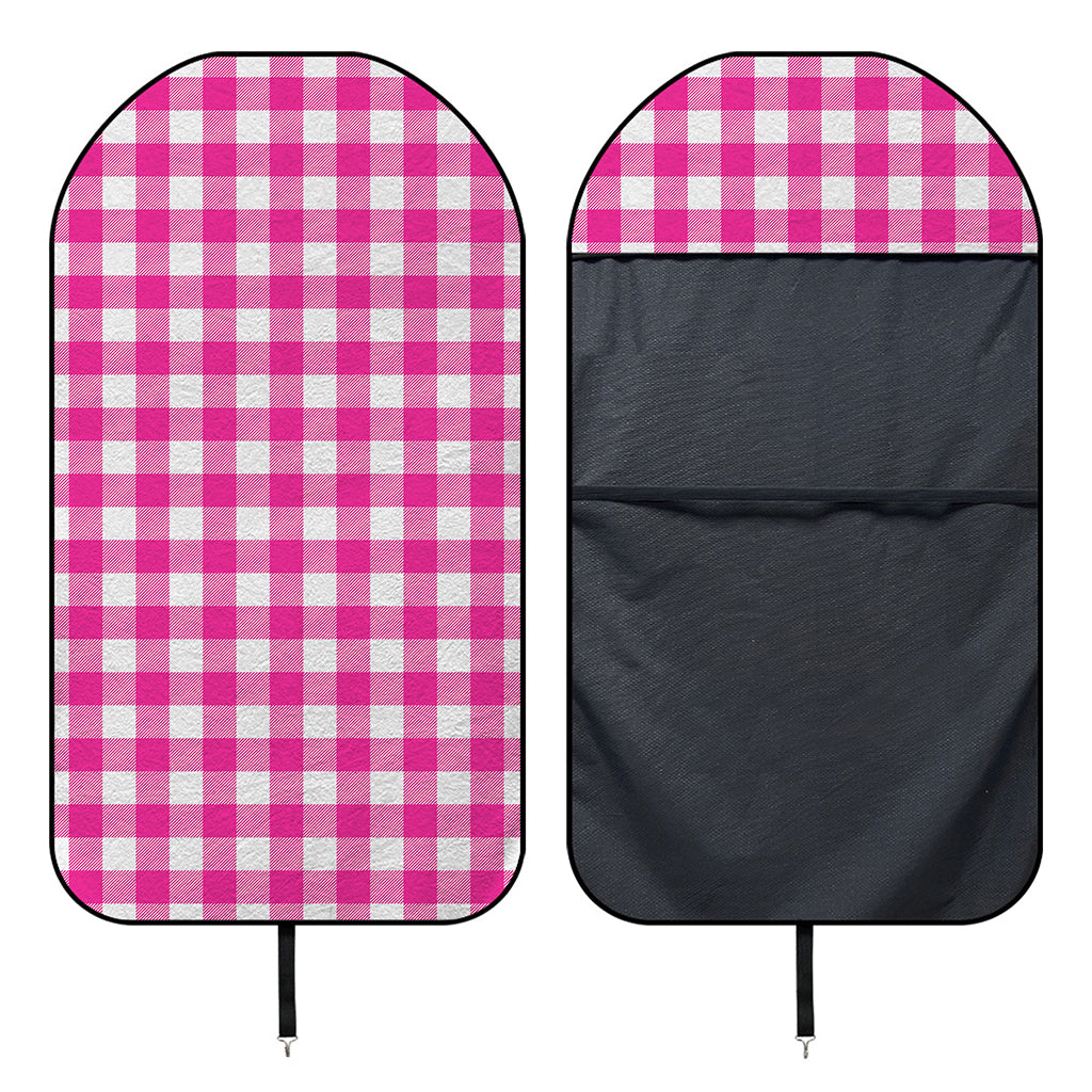 Hot Pink And White Buffalo Check Print Waterproof Car Seat Cover