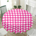 Hot Pink And White Buffalo Check Print Waterproof Round Tablecloth