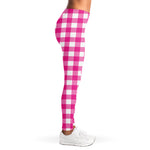 Hot Pink And White Buffalo Check Print Women's Leggings