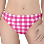 Hot Pink And White Buffalo Check Print Women's Thong