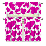 Hot Pink And White Cow Print 3 Piece Kitchen Curtains