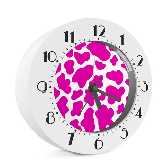 Hot Pink And White Cow Print Alarm Clock