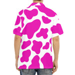 Hot Pink And White Cow Print Aloha Shirt