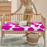 Hot Pink And White Cow Print Baby Crib Sheet