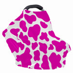 Hot Pink And White Cow Print Baby Seat Cover