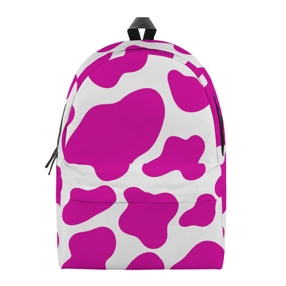 Hot Pink And White Cow Print Backpack