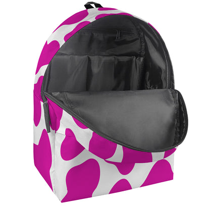 Hot Pink And White Cow Print Backpack
