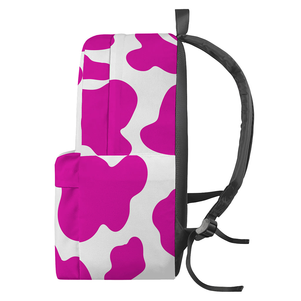 Hot Pink And White Cow Print Backpack