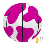 Hot Pink And White Cow Print Basketball