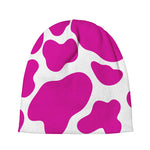 Hot Pink And White Cow Print Beanie